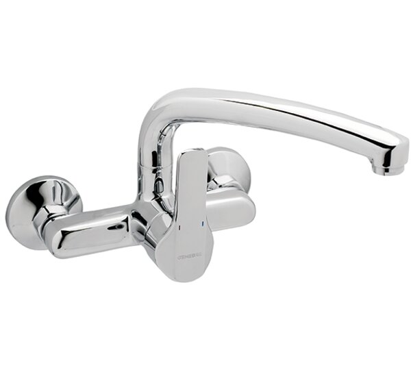 GENEBRE: Wall single-lever sink mixer 15 cm, long spout Chromed K8